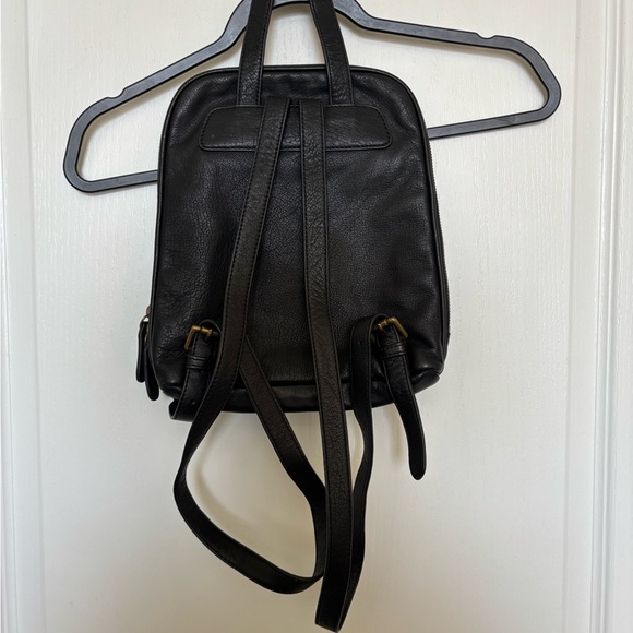 margot Black Leather Mini Backpack with Front Zip Pocket - Picture 2 of 5